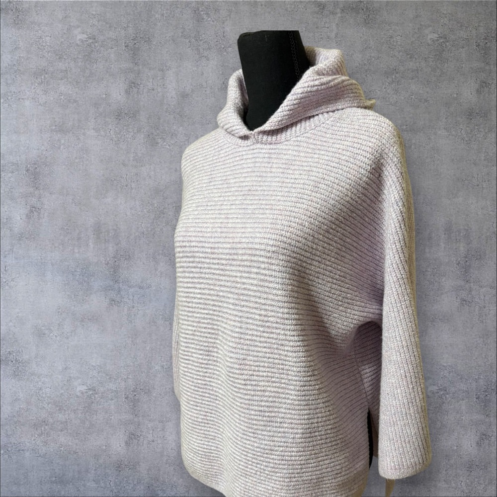 Old Navy lavender ribbed knit hooded sweater with a cowl neck. - Picture 3 of 5